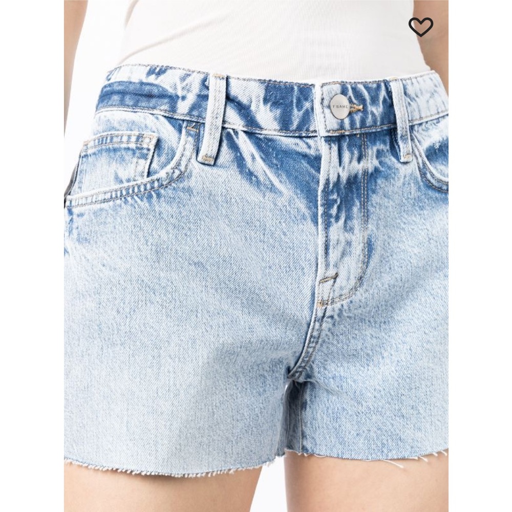 NWT Frame Le Grand Garcon Denim Jean Raw Cut Hem Stone Washed Shorts Womens 29